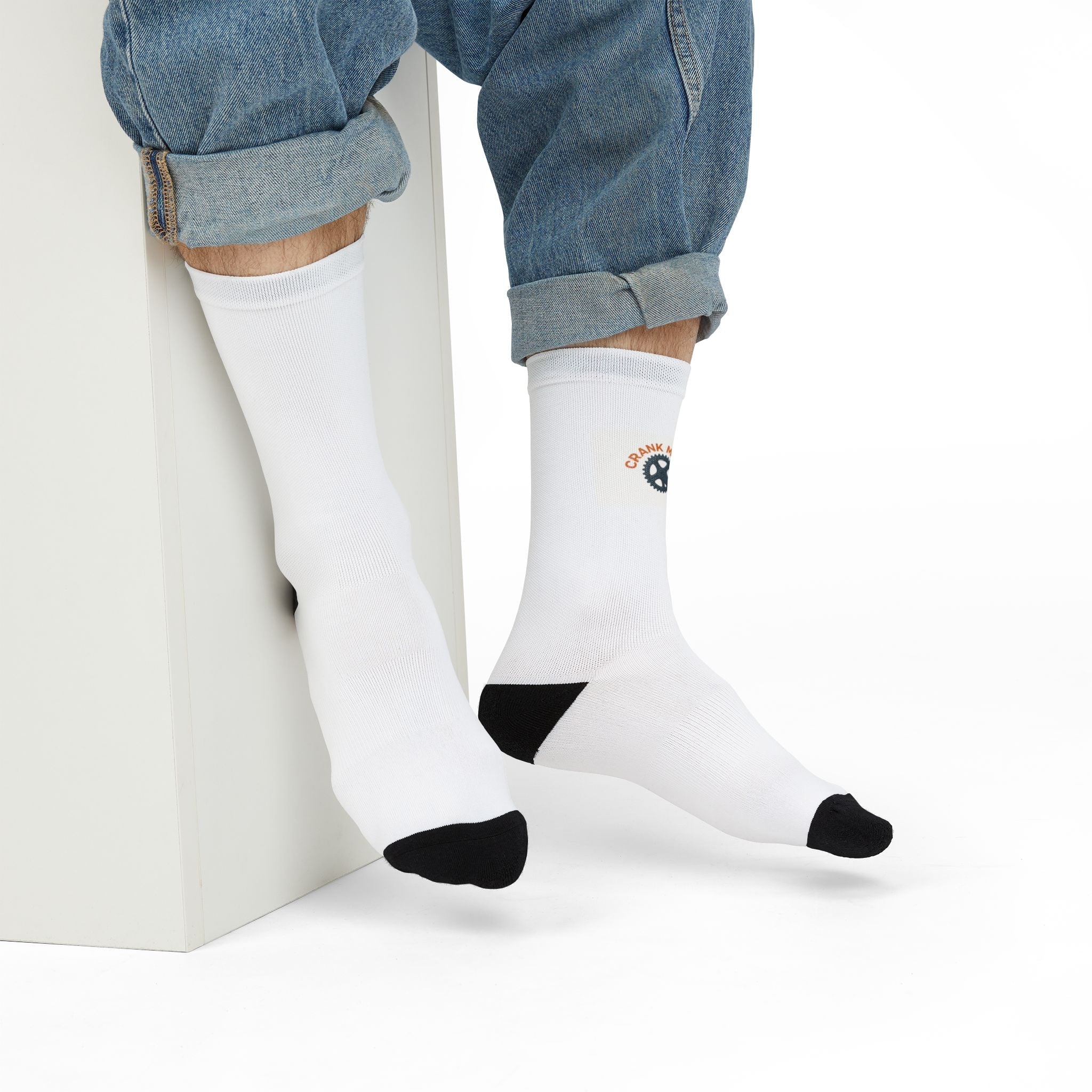 Crank Mode Stylish Sublimation Crew Socks | Sports, Gifts, Personalize - FitNFlow
