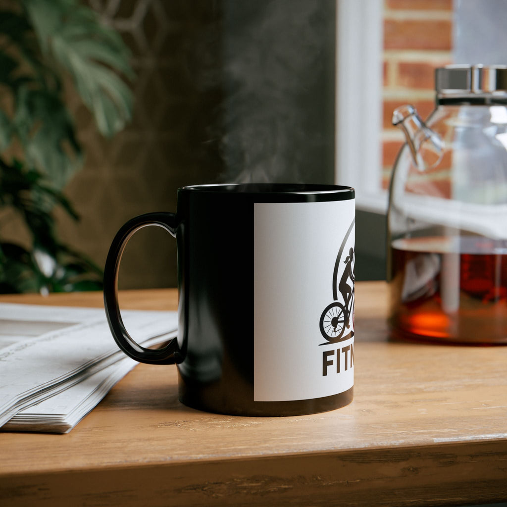 Mountain Bike Mug - Motivational Black Coffee Cup for Cyclist, Bike Lovers, Sport Events - FitNFlow