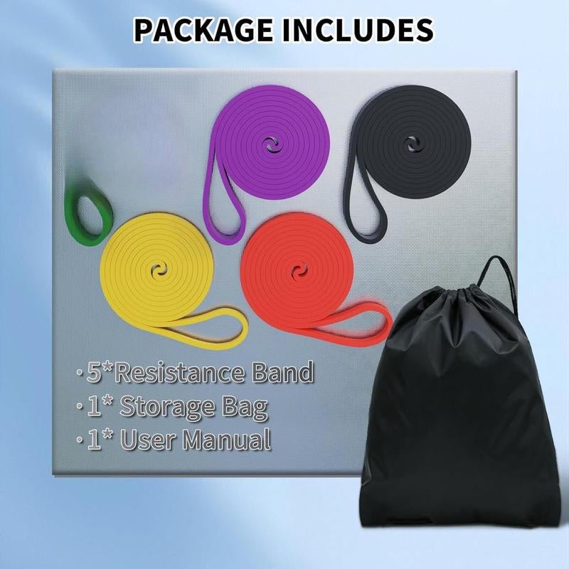 Resistance Bands Set of 5 – Pull up Assistance Bands for Men & Women, Heavy Duty Workout Bands for Exercise, Strength Training, Stretching, Physical Therapy, Home & Gym - FitNFlow