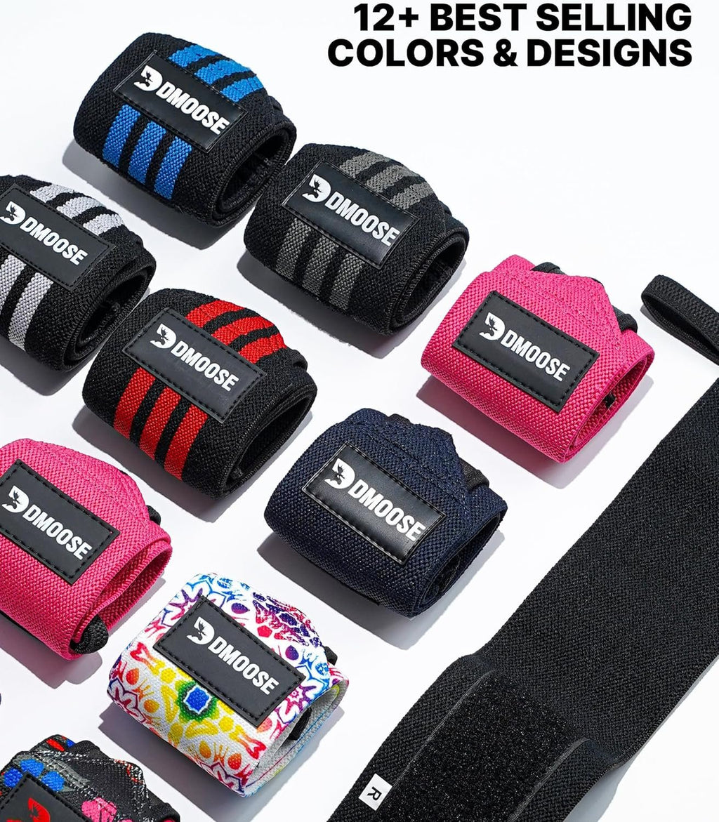 Unleash Your Strength with DMoose 18" Heavy Duty Wrist Wraps - Durable Support for Pain - Free Weightlifting & Powerlifting, Unisex Design! - Fit & Flow