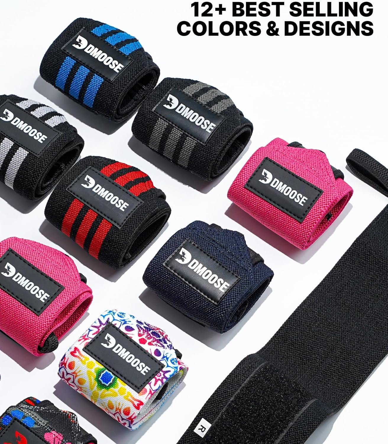 Unleash Your Strength with DMoose 18" Heavy Duty Wrist Wraps - Durable Support for Pain - Free Weightlifting & Powerlifting, Unisex Design! - Fit & Flow