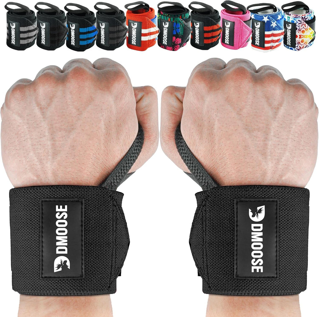 Unleash Your Strength with DMoose 18" Heavy Duty Wrist Wraps - Durable Support for Pain - Free Weightlifting & Powerlifting, Unisex Design! - Fit & Flow