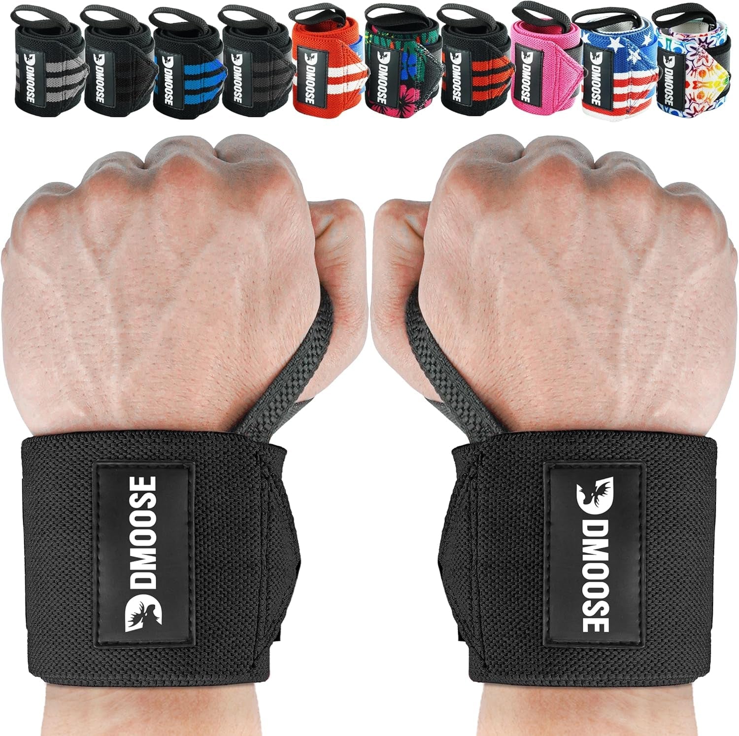 Unleash Your Strength with DMoose 18" Heavy Duty Wrist Wraps - Durable Support for Pain - Free Weightlifting & Powerlifting, Unisex Design! - Fit & Flow