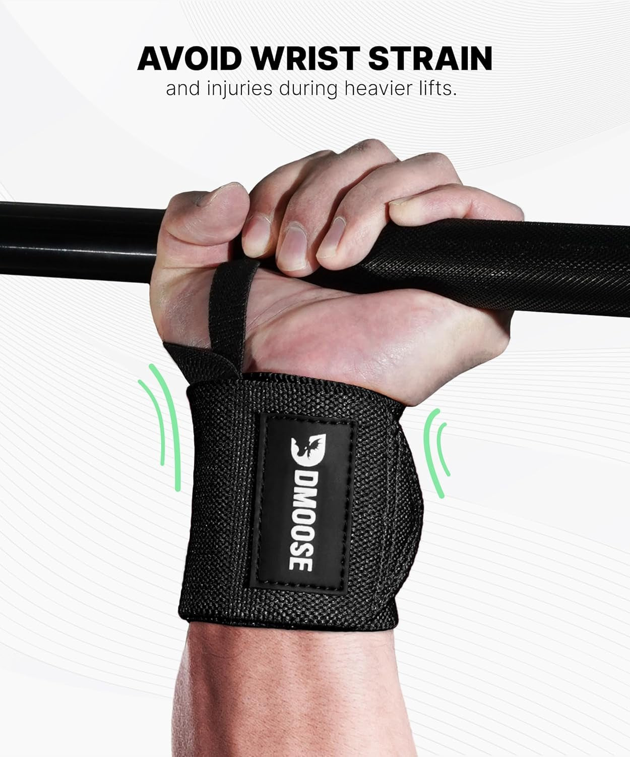 Unleash Your Strength with DMoose 18" Heavy Duty Wrist Wraps - Durable Support for Pain - Free Weightlifting & Powerlifting, Unisex Design! - Fit & Flow
